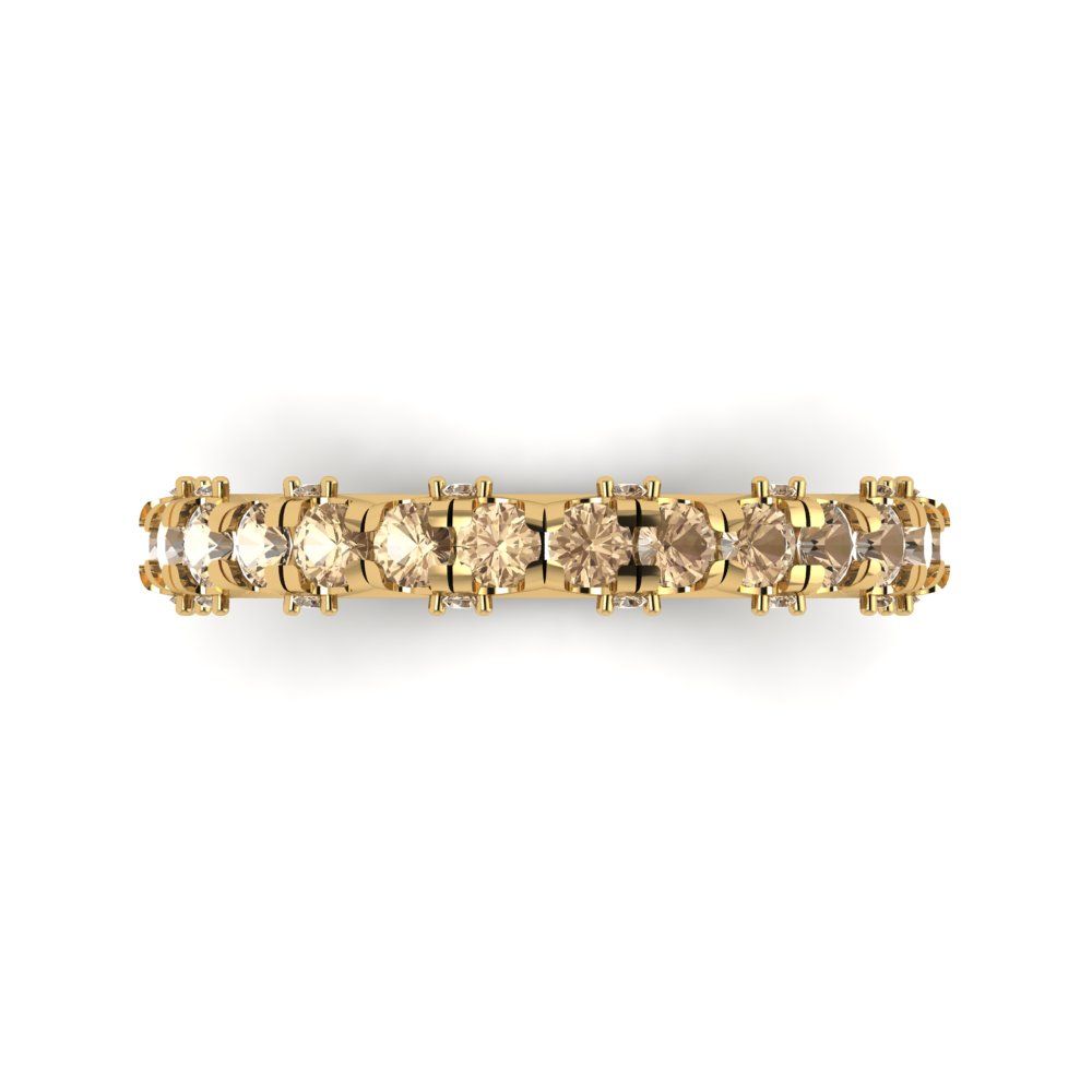 3.13 cttw Yellow Moissanite Round Cut Yellow Gold Eternity Wedding Band