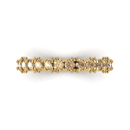 3.13 cttw Yellow Moissanite Round Cut Yellow Gold Eternity Wedding Band