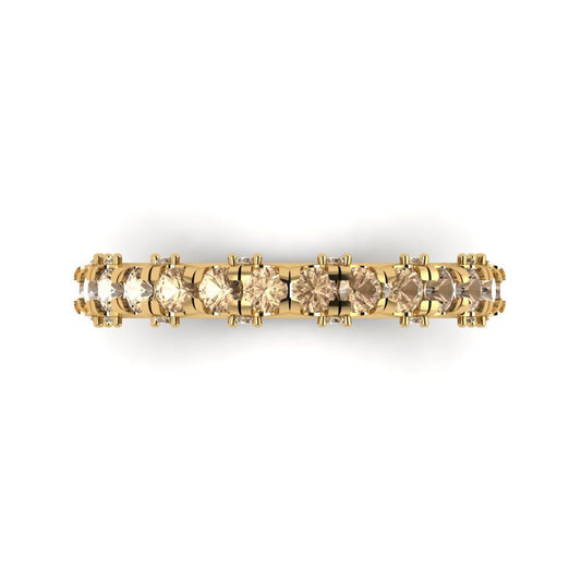 3.13 cttw Yellow Moissanite Round Cut Yellow Gold Eternity Wedding Band