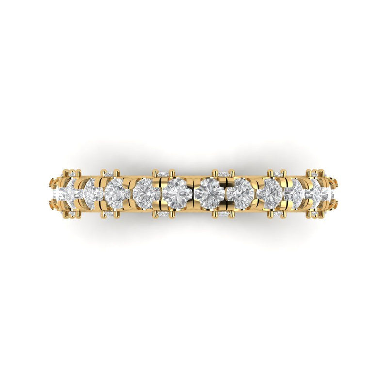 3.13 ct Brilliant Round Cut Natural Diamond Stone Clarity SI1-2 Color G-H Yellow Gold Eternity Band