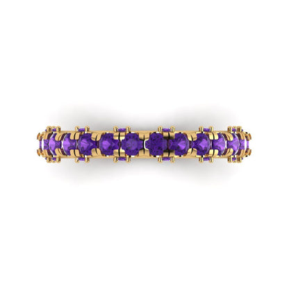 3.13 cttw Natural Amethyst Round Cut Yellow Gold Eternity Wedding Band