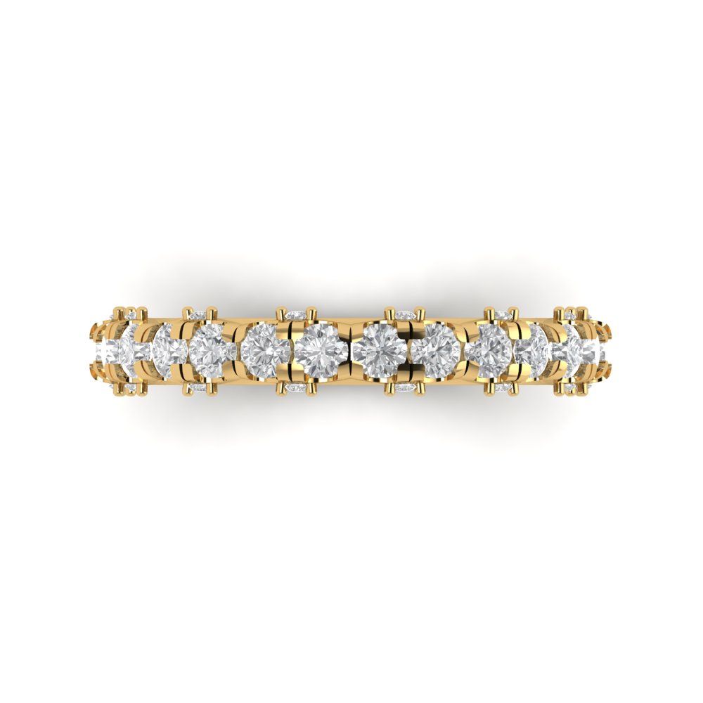 3.13 cttw Moissanite Round Cut Yellow Gold Eternity Wedding Band