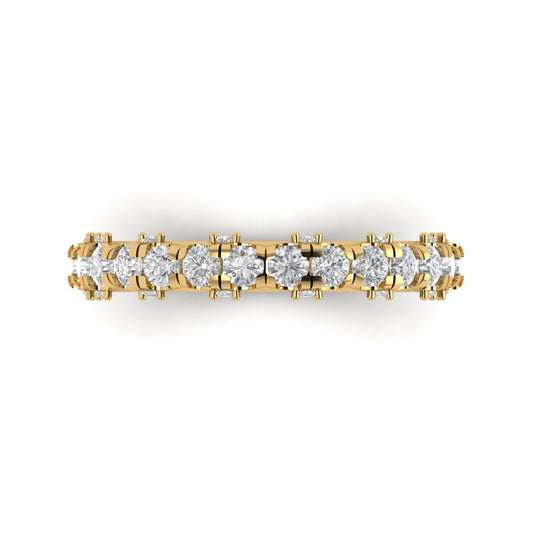 3.13 cttw Moissanite Round Cut Yellow Gold Eternity Wedding Band