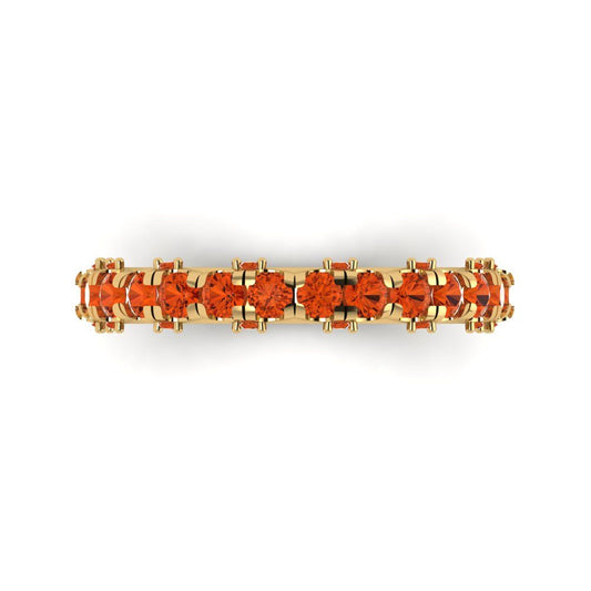 3.13 cttw Simulated Red Diamond Round Cut Yellow Gold Eternity Wedding Band