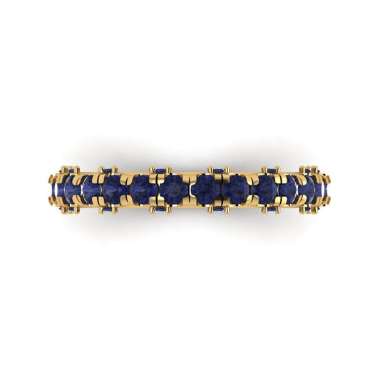 3.13 cttw Simulated Blue Sapphire Round Cut Yellow Gold Eternity Wedding Band