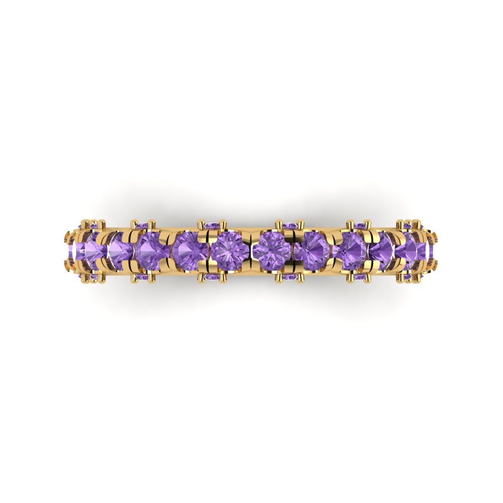 3.13 cttw Simulated Alexandrite Round Cut Yellow Gold Eternity Wedding Band