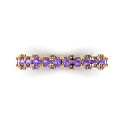 3.13 cttw Simulated Alexandrite Round Cut Yellow Gold Eternity Wedding Band