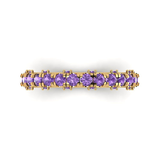 3.13 cttw Simulated Alexandrite Round Cut Yellow Gold Eternity Wedding Band