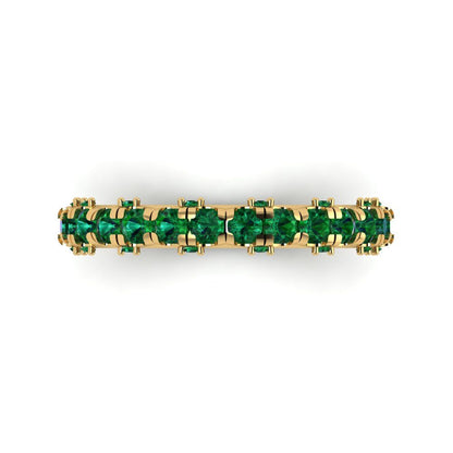3.13 cttw Simulated Emerald Round Cut Yellow Gold Eternity Wedding Band