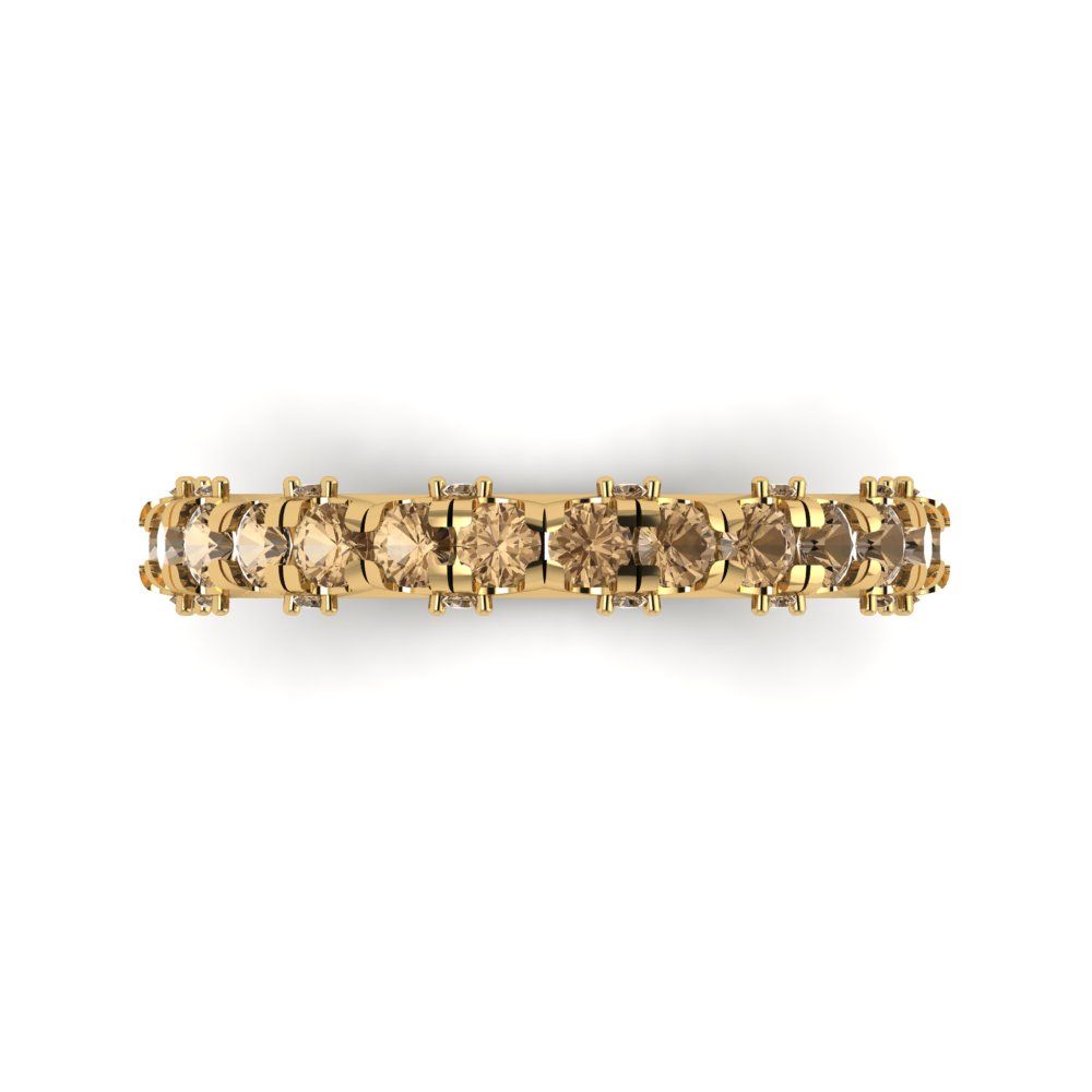 3.13 cttw Simulated Champagne Diamond Round Cut Yellow Gold Eternity Wedding Band