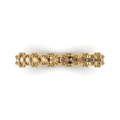 3.13 cttw Simulated Champagne Diamond Round Cut Yellow Gold Eternity Wedding Band
