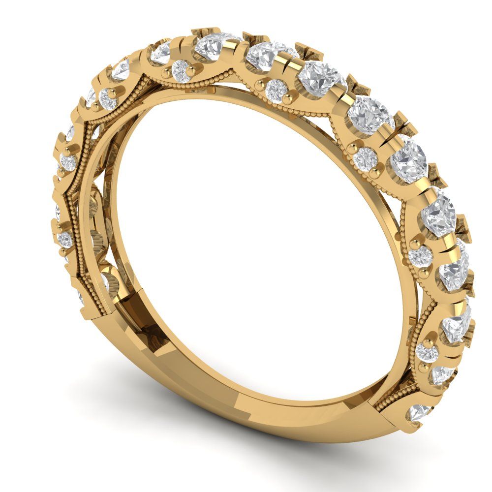 3.13 cttw Moissanite Round Cut Yellow Gold Eternity Wedding Band