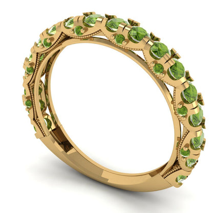 3.13 cttw Natural Peridot Round Cut Yellow Gold Eternity Wedding Band