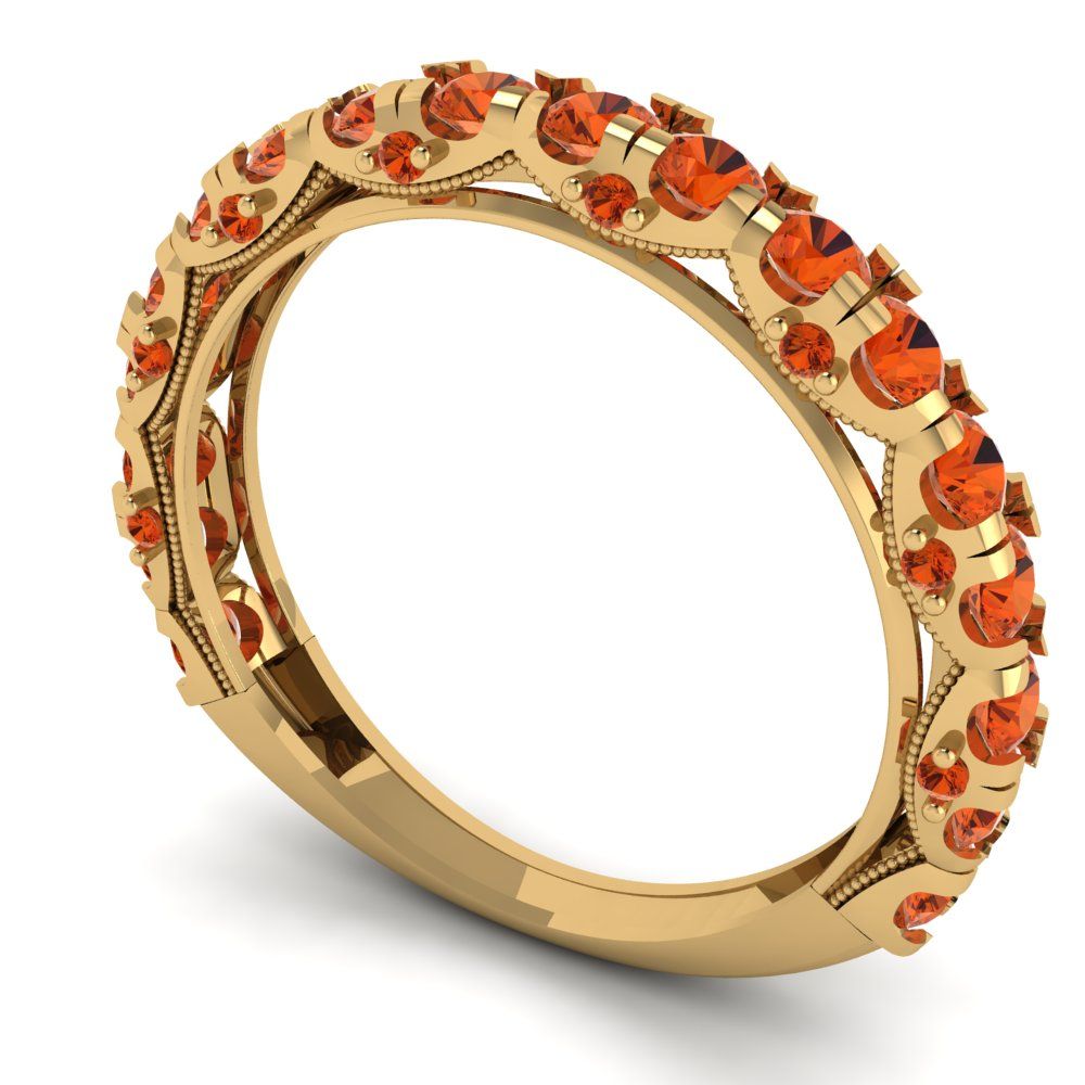 3.13 cttw Simulated Red Diamond Round Cut Yellow Gold Eternity Wedding Band