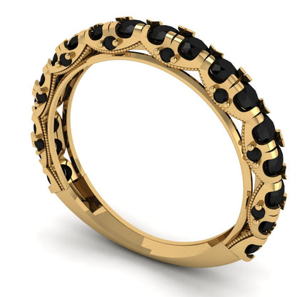 3.13 cttw Natural Onyx Round Cut Yellow Gold Eternity Wedding Band