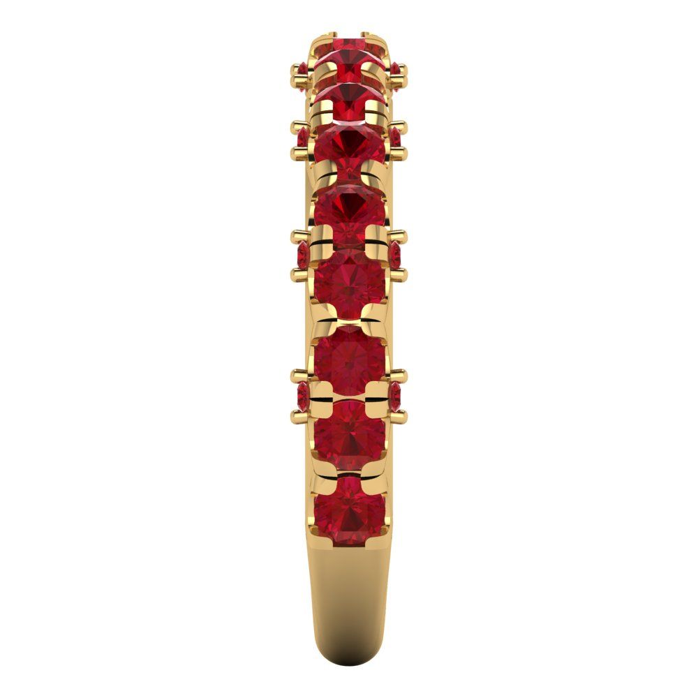 3.13 cttw Simulated Ruby Round Cut Yellow Gold Eternity Wedding Band