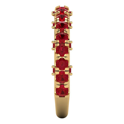 3.13 cttw Simulated Ruby Round Cut Yellow Gold Eternity Wedding Band