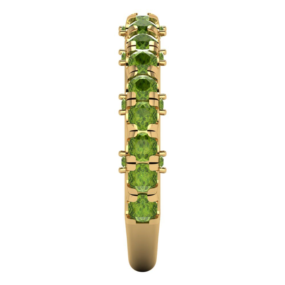 3.13 cttw Natural Peridot Round Cut Yellow Gold Eternity Wedding Band