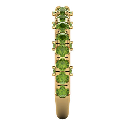 3.13 cttw Natural Peridot Round Cut Yellow Gold Eternity Wedding Band