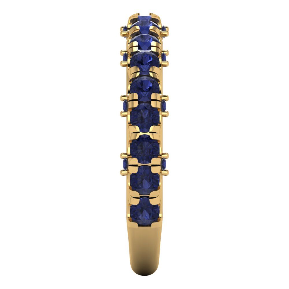 3.13 cttw Simulated Blue Sapphire Round Cut Yellow Gold Eternity Wedding Band