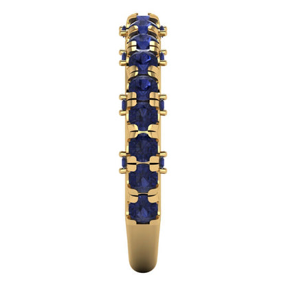 3.13 cttw Simulated Blue Sapphire Round Cut Yellow Gold Eternity Wedding Band