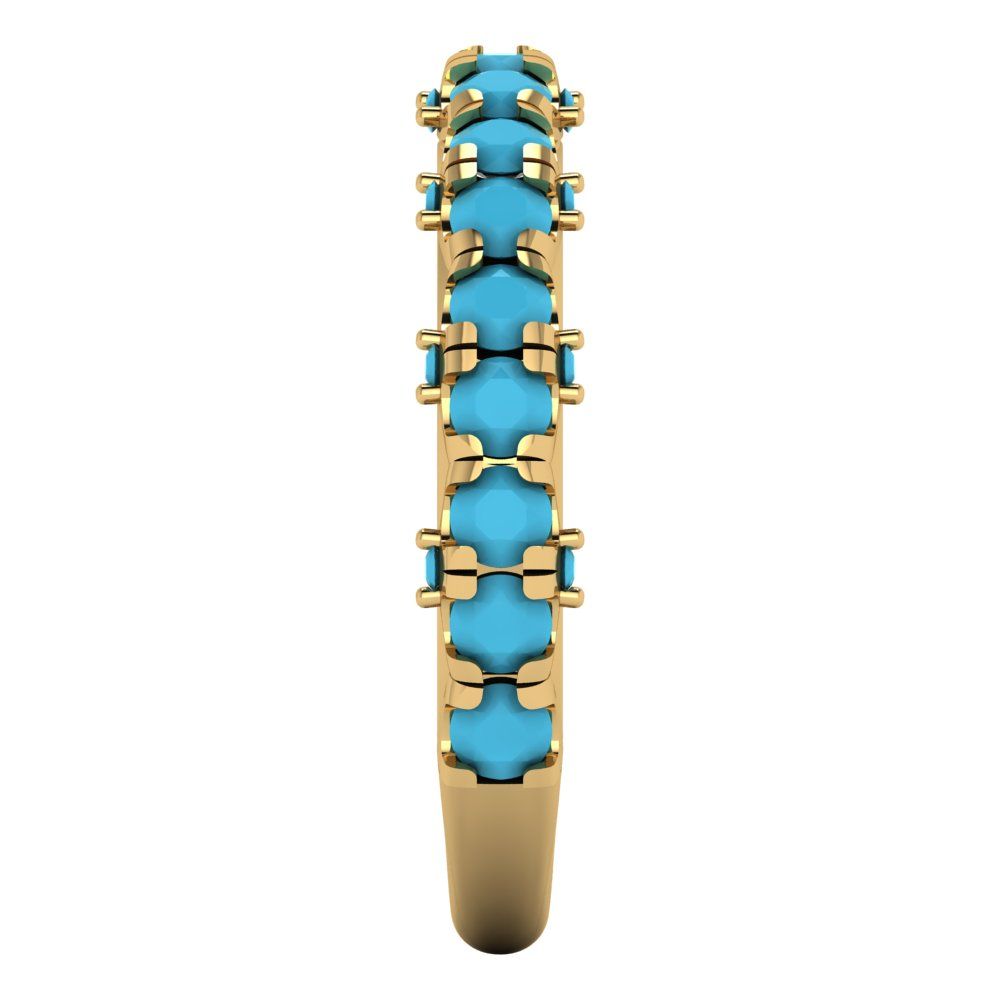 3.13 cttw Simulated Turquoise Round Cut Yellow Gold Eternity Wedding Band