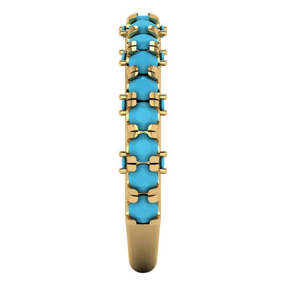 3.13 cttw Simulated Turquoise Round Cut Yellow Gold Eternity Wedding Band