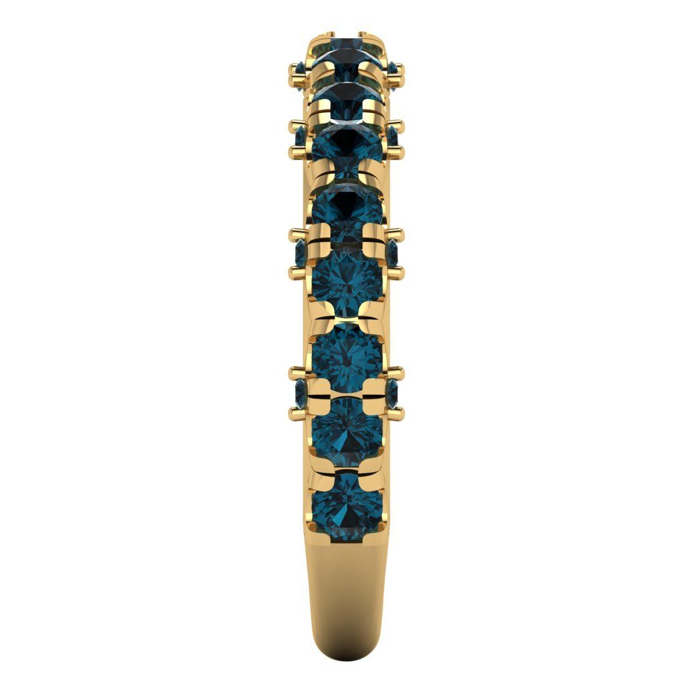 3.13 cttw Natural London Blue Topaz Round Cut Yellow Gold Eternity Wedding Band