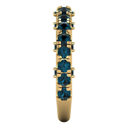 3.13 cttw Natural London Blue Topaz Round Cut Yellow Gold Eternity Wedding Band