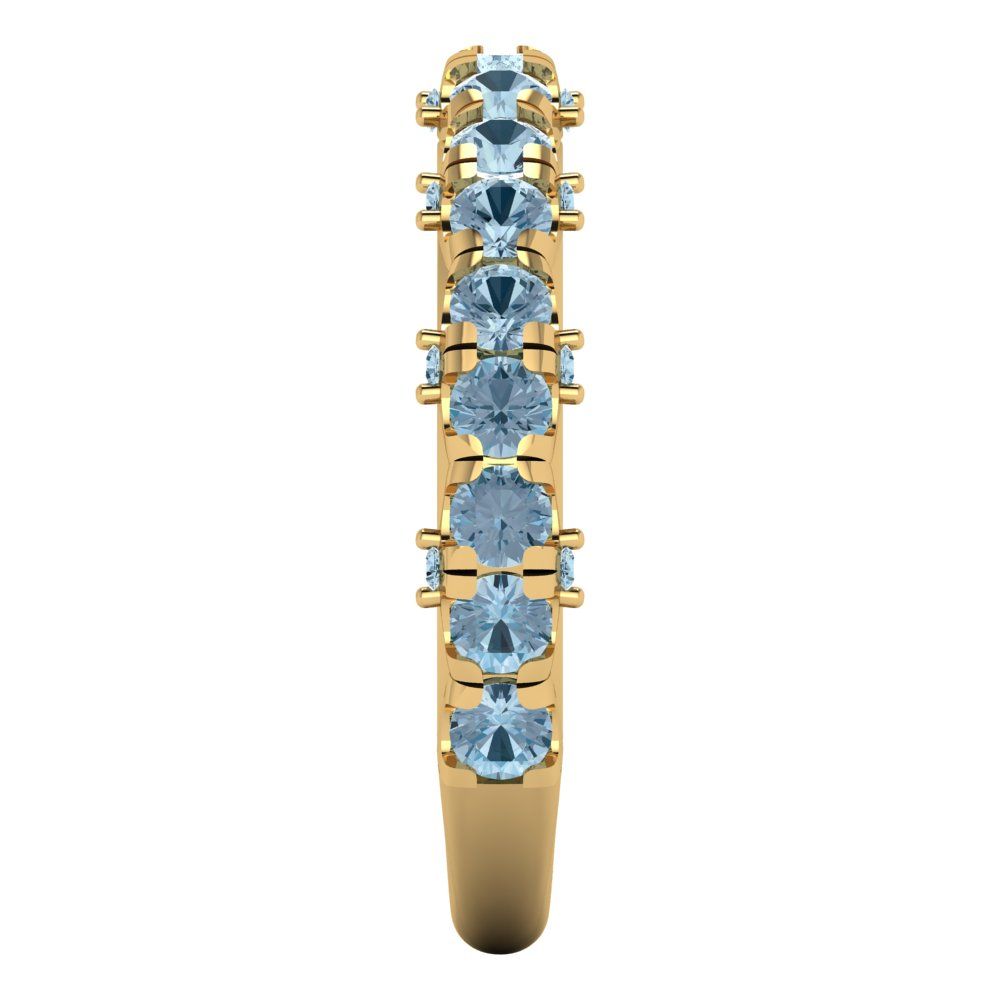 3.13 cttw Natural Sky Blue Topaz Round Cut Yellow Gold Eternity Wedding Band