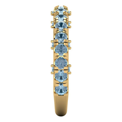 3.13 cttw Natural Sky Blue Topaz Round Cut Yellow Gold Eternity Wedding Band