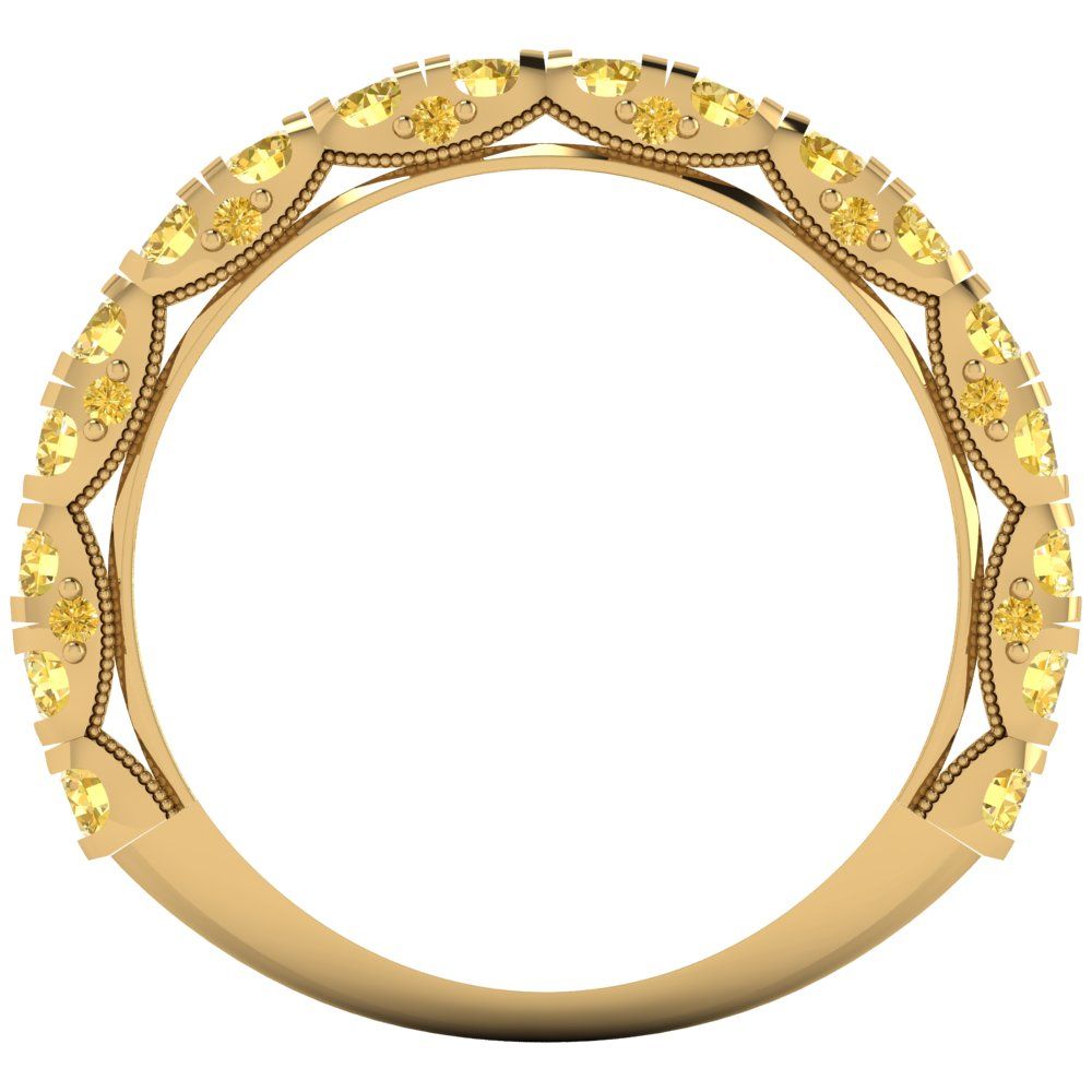 3.13 cttw Natural Citrine Round Cut Yellow Gold Eternity Wedding Band