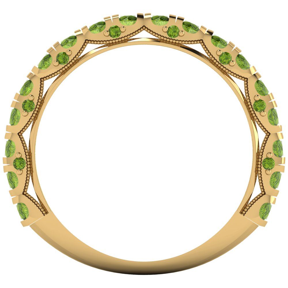 3.13 cttw Natural Peridot Round Cut Yellow Gold Eternity Wedding Band