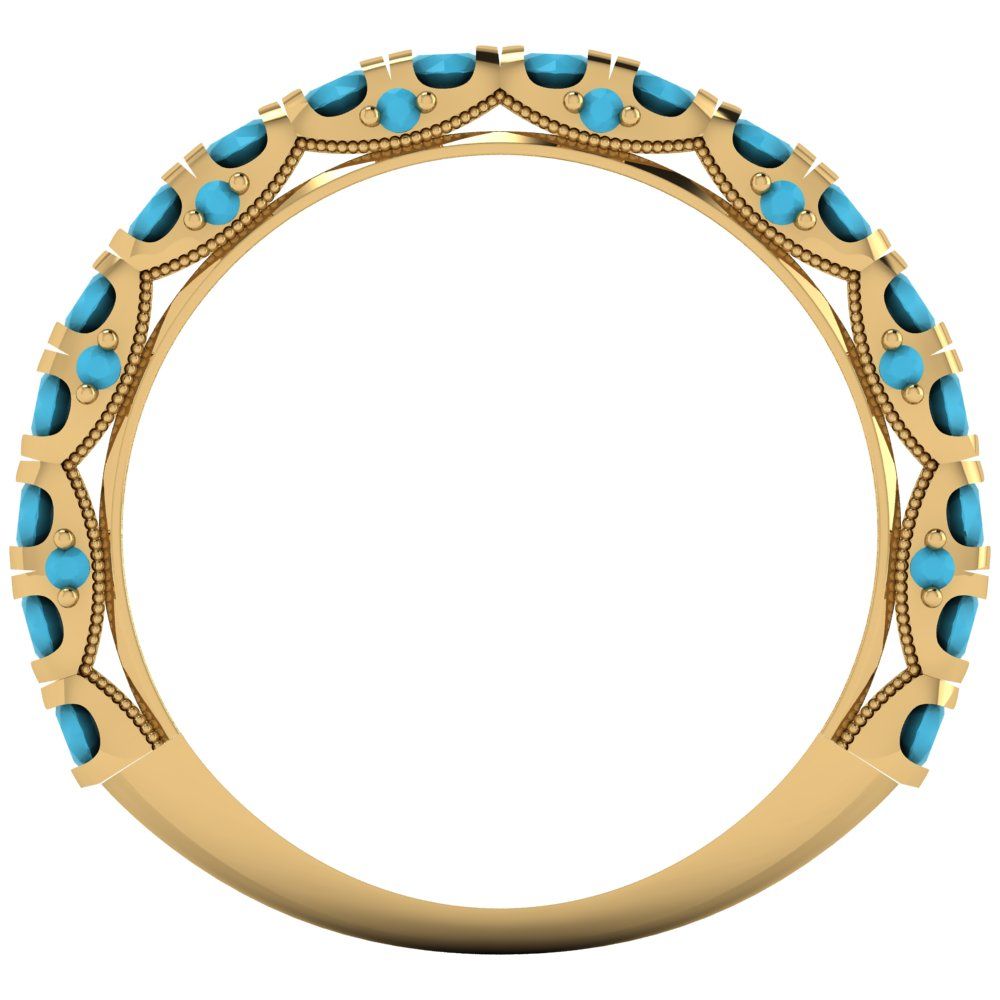 3.13 cttw Simulated Turquoise Round Cut Yellow Gold Eternity Wedding Band