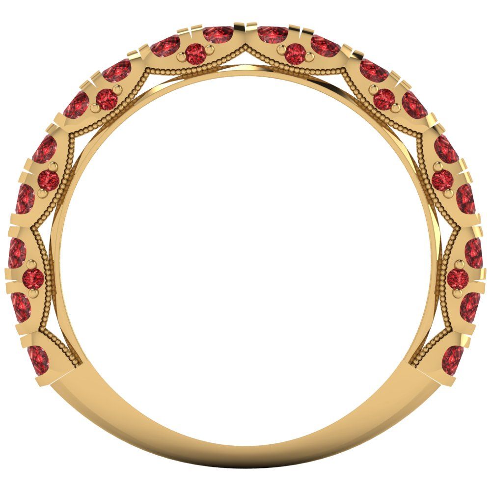 3.13 cttw Natural Garnet Round Cut Yellow Gold Eternity Wedding Band