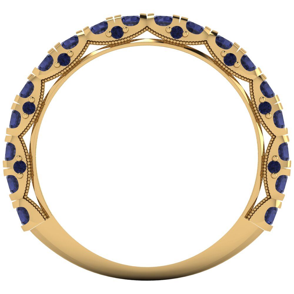 3.13 cttw Simulated Blue Sapphire Round Cut Yellow Gold Eternity Wedding Band