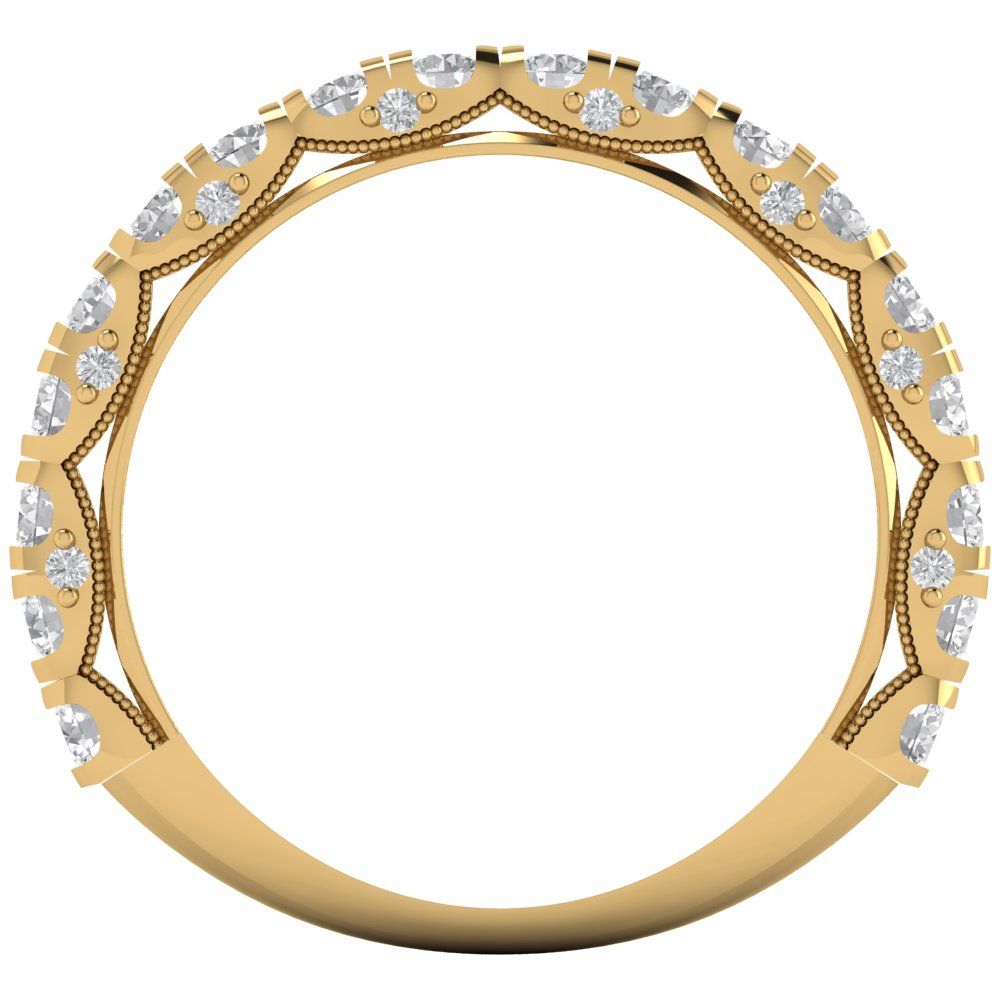 3.13 cttw Moissanite Round Cut Yellow Gold Eternity Wedding Band