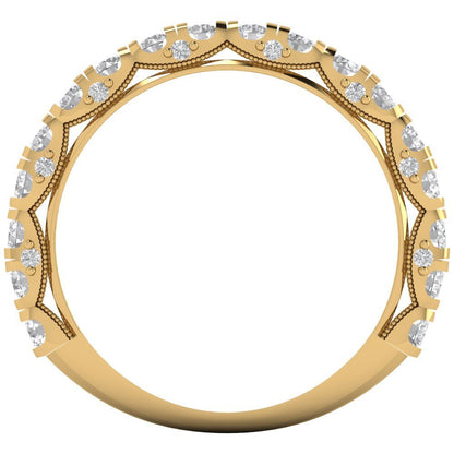 3.13 cttw Moissanite Round Cut Yellow Gold Eternity Wedding Band