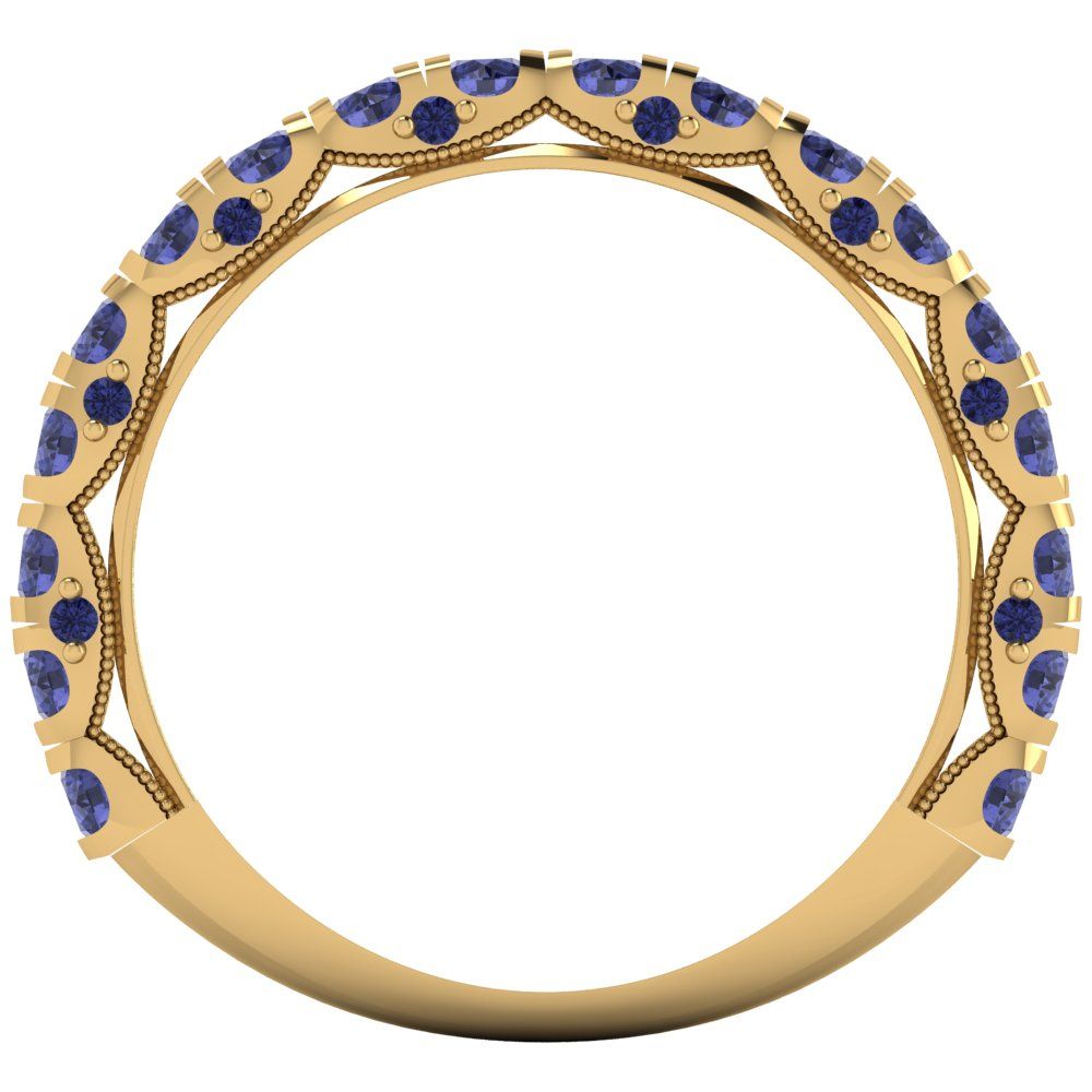 3.13 cttw Simulated Tanzanite Round Cut Yellow Gold Eternity Wedding Band