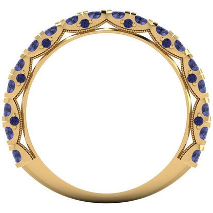 3.13 cttw Simulated Tanzanite Round Cut Yellow Gold Eternity Wedding Band