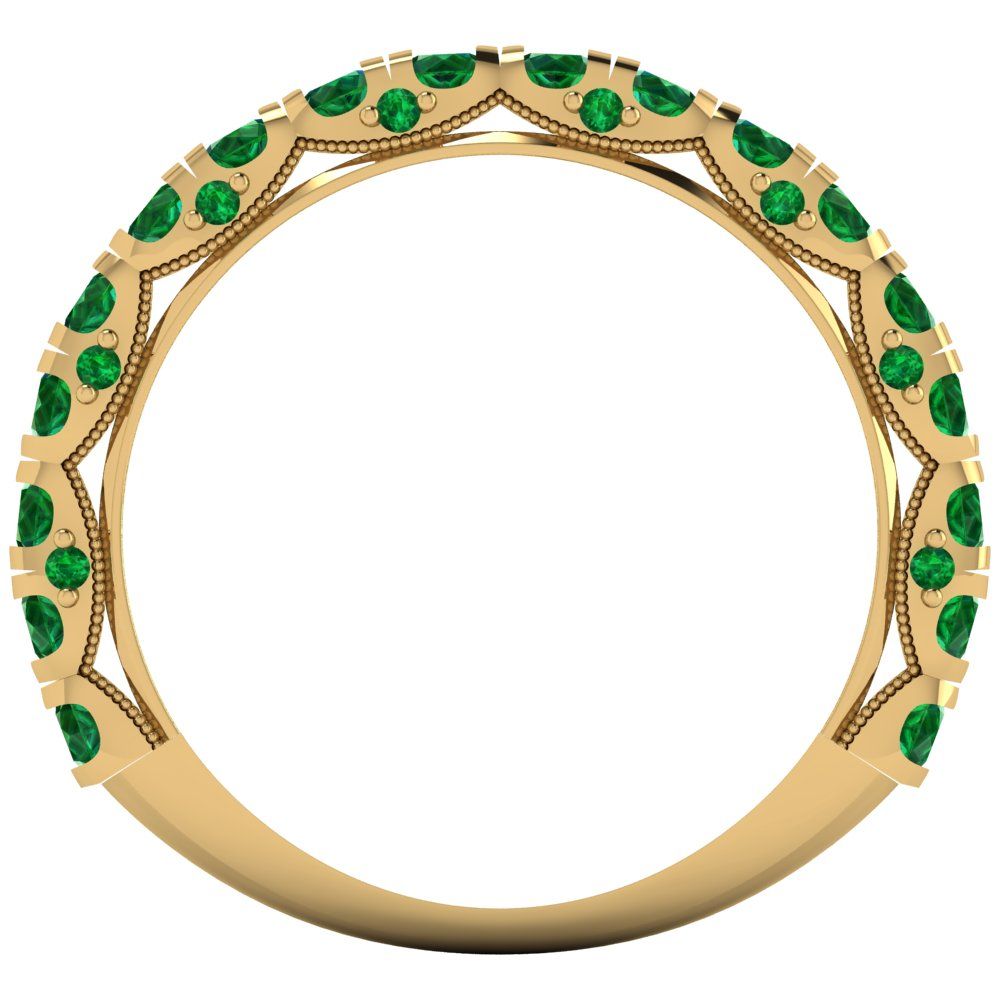 3.13 cttw Simulated Emerald Round Cut Yellow Gold Eternity Wedding Band