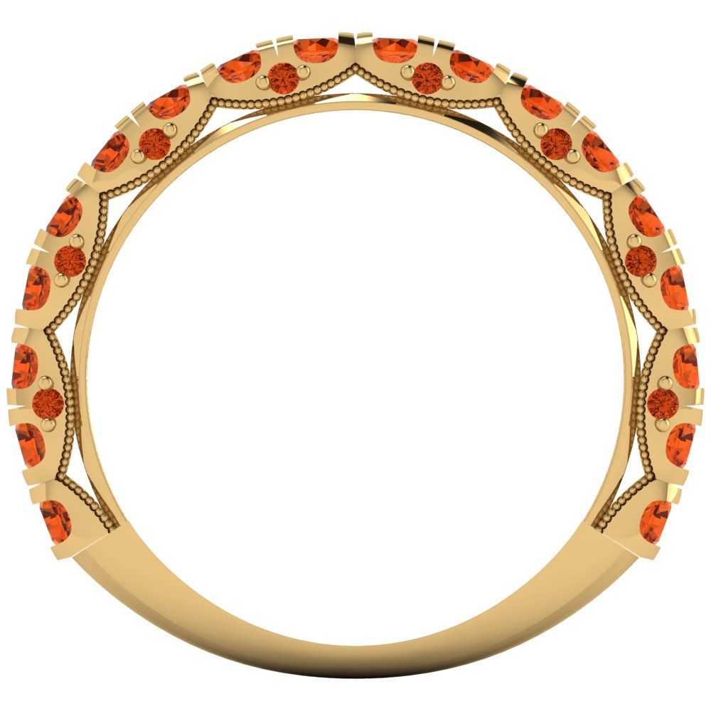 3.13 cttw Simulated Ruby Round Cut Yellow Gold Eternity Wedding Band