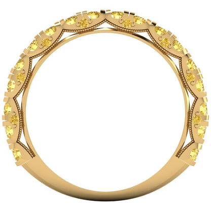 3.13 cttw Simulated Yellow Diamond Round Cut Yellow Gold Eternity Wedding Band