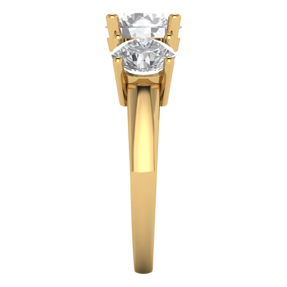 3 cttw Zirconia Simulated Diamond Three-Stone Engagement Ring - Solid Gold (VVS1, Round Cut,7.5mm)