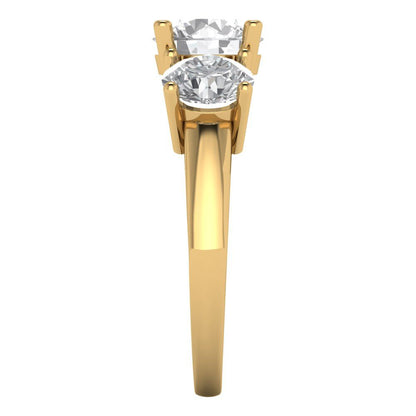 3 cttw Zirconia Simulated Diamond Three-Stone Engagement Ring - Solid Gold (VVS1, Round Cut,7.5mm)