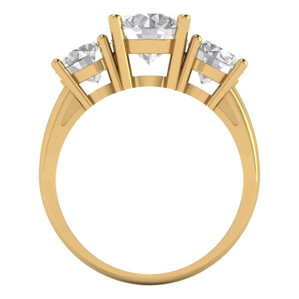 3 cttw Zirconia Simulated Diamond Three-Stone Engagement Ring - Solid Gold (VVS1, Round Cut,7.5mm)