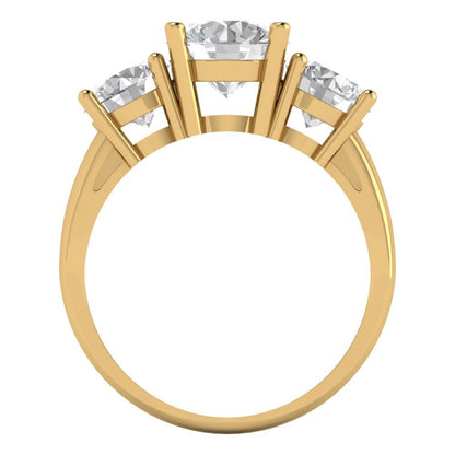 3 cttw Zirconia Simulated Diamond Three-Stone Engagement Ring - Solid Gold (VVS1, Round Cut,7.5mm)
