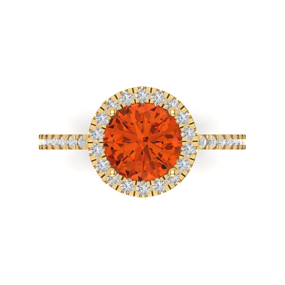 1.8 cttw Zirconia Simulated Red Diamond Hidden Halo Engagement Ring - Solid Gold (VVS1, Round Cut,7.5mm)