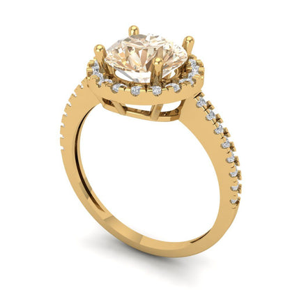 1.8 cttw Natural Morganite Hidden Halo Engagement Ring - Solid Gold (Round Cut,7.5mm)