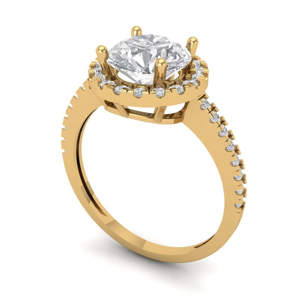 1.8 cttw White Sapphire Hidden Halo Engagement Ring - Solid Gold (Round Cut,7.5mm)